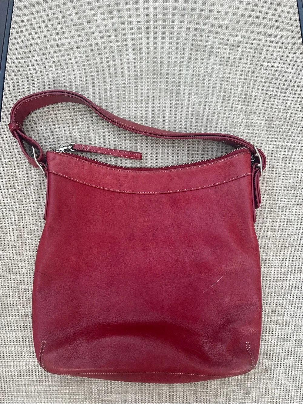 Coach Red Leather Hobo Bag